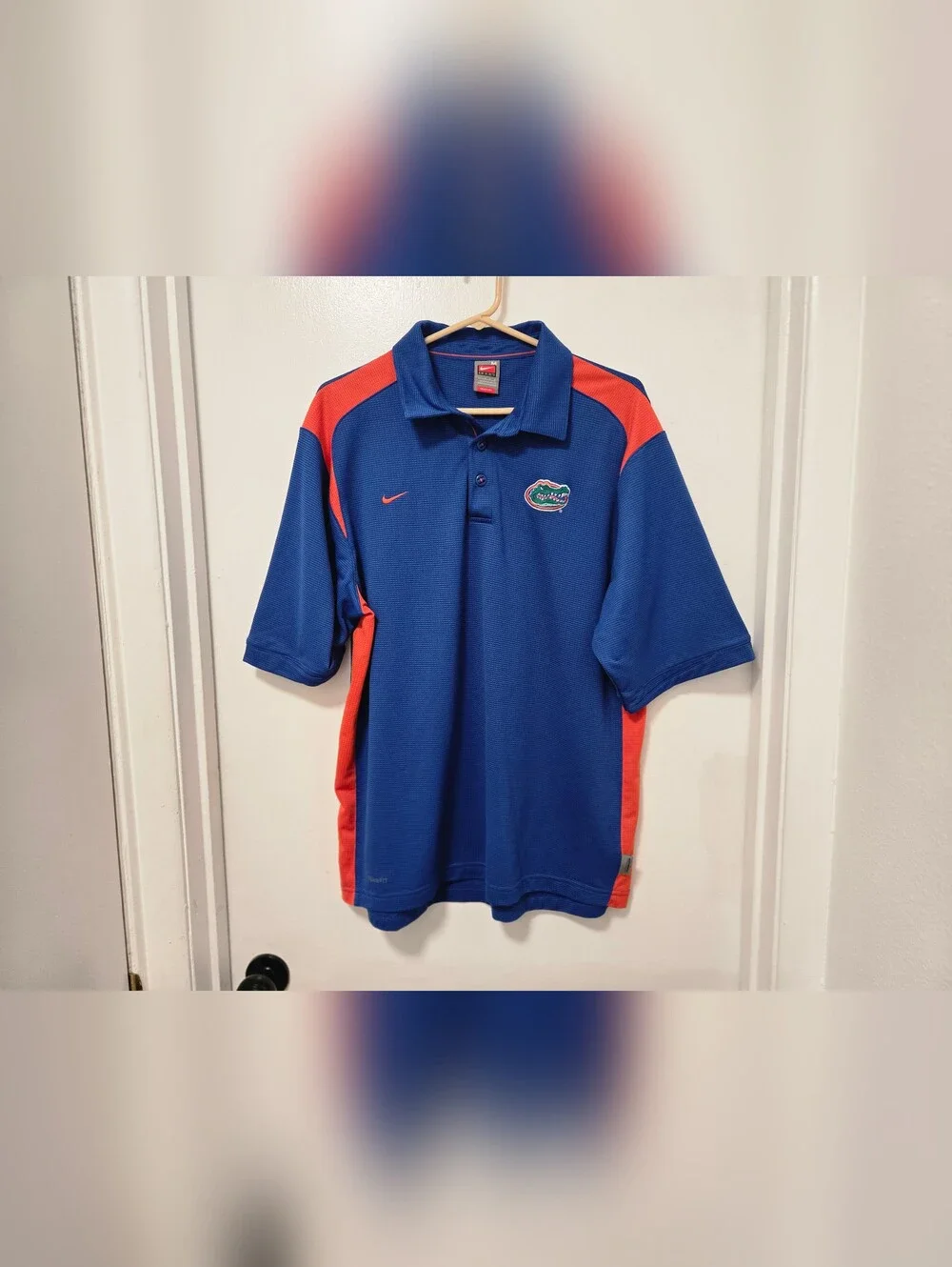 Nike Florida Gators Polo Shirt Mens Sz M Blue Orange Dri fit Y2K Vtg